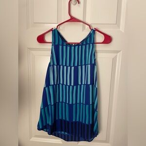 Apt. 9 Blue Sleeveless Tank Top with Geometric Pattern